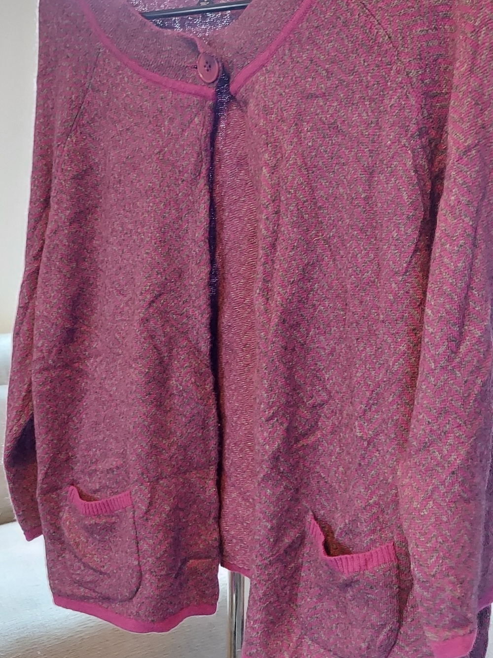 Talbots Burgundy Knit Single-Button Cardigan - Picture 2 of 6